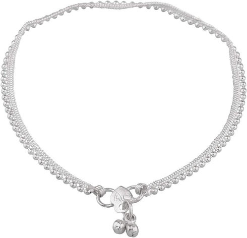 Efulgenz Silver Tone Indian Jewelry Anklets for Women Indian Bollywood Metal Ball Beads Wedding Indian Payal Anklet Pair for Women Indian Ankle Br...