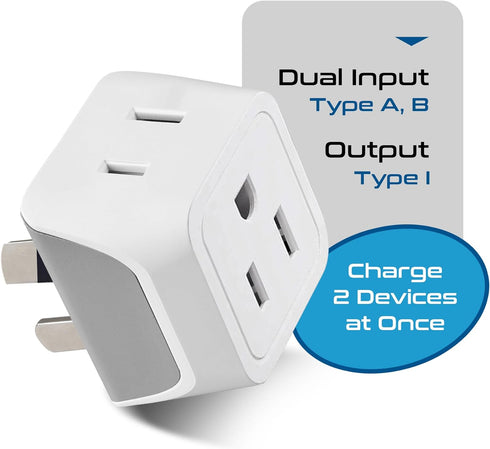 Ceptics Australia Power Plug Adapter, 2 in 1 Type I Plug Adapter, US to Australia , China, New Zealand Power Adapter with Dual USA Inputs, CE, RoH...