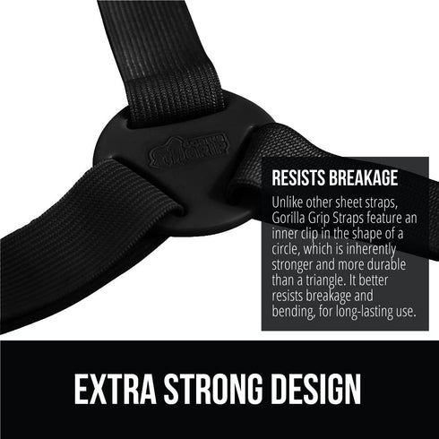 Gorilla Grip Bed Sheet Straps, Adjustable Elastic Fasteners with Metal Clips, Keep in Place Fitted Bedding Holder, Easy Install Suspenders Mattres...