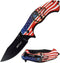 MTech USA MT-A1025A Spring Assist Folding Knife, Black Straight Edge Blade, American Flag Handle, 4.75-Inch Closed...