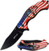 MTech USA MT-A1025A Spring Assist Folding Knife, Black Straight Edge Blade, American Flag Handle, 4.75-Inch Closed...