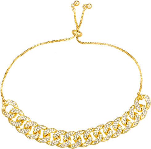 Gold Cuban Link Anklet for Women Men, 18K White Gold Plated Hip-hop Rhinestone Filled Ankle Bracelets for Women Teen Girls...
