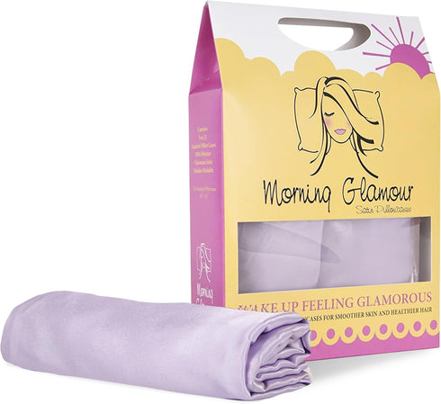 Morning Glamour Satin Pillowcases for Hair & Skin, Similar to Silk, Standard/Queen Size Set of 2, Cooling Pillow Case with Envelope Closure, Gifts...