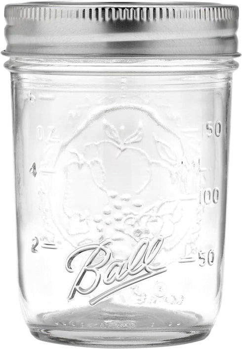 Ball Regular Mouth Mason Jars with Lids & Bands, Half Pint, 8-oz (2-Pack)...