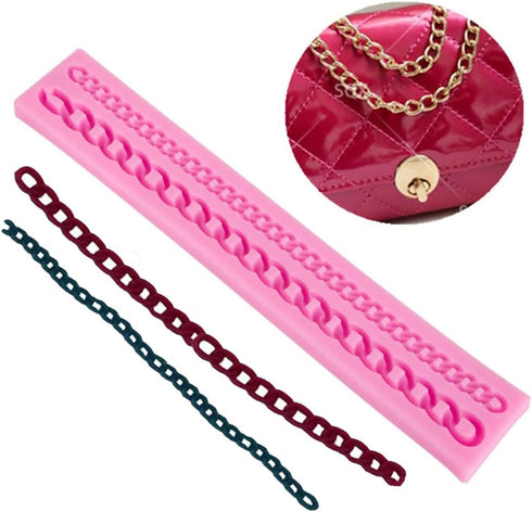 3-Pack Silicone Cake Border Mold Pearl Fonfant Mould Chain Rope Bead Lace Border Mold for Sugar Craft Cupcake Toppers Wedding Party Cake Decor...