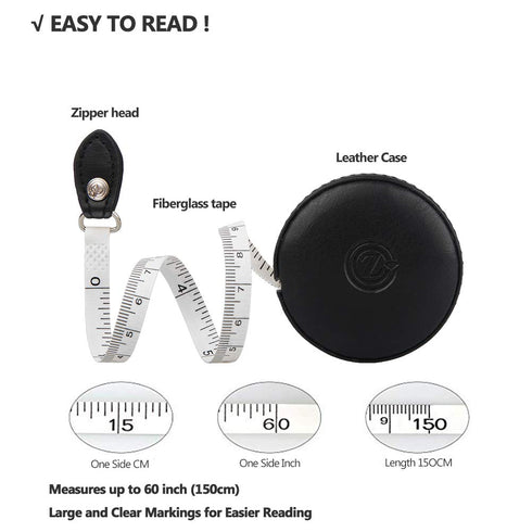Sewing Tape Measure, Medical Body Cloth Tailor Craft Dieting Measuring Tape, 60 Inch/1.5M Dual Sided Retractable Ruler with Push Button Round(1 Pa...