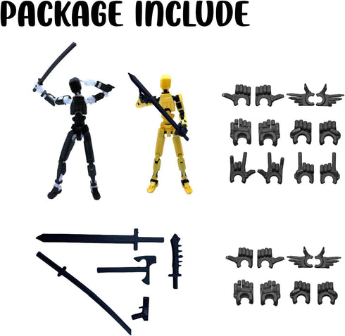 Pre-Assembly 3D Printed 5.54'' Dummy13 Action Figure, Multi-Jointed Tian13, Articulated T13 Desktop Decoration,12 in 1 Accessories, Best Birthday ...