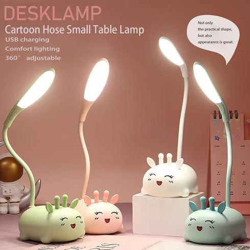 Cute Deer Lamp USB Rechargeable Reading Light,LED Desk Lamp for Kids, Portable LED Table Light, Flexible Gooseneck Eye-Care Cartoons Small Desk La...