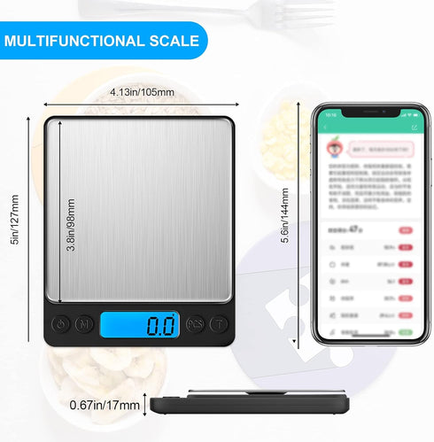 Digital Food Kitchen Scale Upgraded, YONCON 3000g/0.1g High Accuracy Mini Pocket Scale Measures in Grams and oz for Cooking, Baking, Jewelry, Tare...