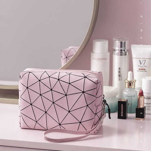 Travel Makeup Bag Organizer, Waterproofing Toiletry Bag Set, Skincare Bag with 2 Cosmetic Bags for Women, Pink Makeup Bag...