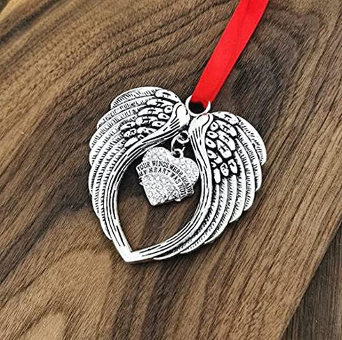 JUPPE Sympathy Gifts, Memorial Gifts for Loss of Loved One, Bereavement Thoughtful Gifts Angel Wings Christmas Tree Ornament, Half of My Heart is ...