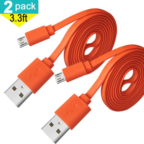 VOTY 2 Pack Replacement Micro USB Charger Flat Cable Cord,Fast Charging Power Supply Cable Line for JBL Speaker Logitech UE Boom GO Xtreme Charge ...