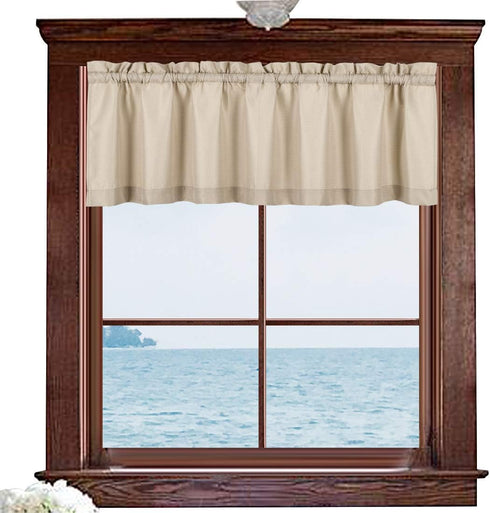 Valea Home Waffle Woven Textured Valance Curtains for Bathroom Water Repellent Window Covering Short Curtain, Taupe, 60 x16 inches, 1 Panel...