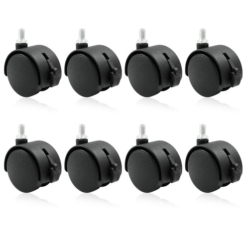 8 Pack 2 Inch Caster Wheel Replacement, M8 Office Chair Caster Wheel, Universal Standard Size Furniture Wheel with Locking Braking Plate for Compu...