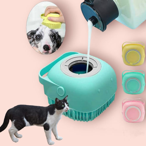New 2024 Pet grooming Bath Brush, Scrubber Shampoo Dispenser, Shower Brush for Washing Short and Long Hair Dogs and Cats Pet Bath Massage Brush (Y...