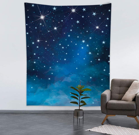 Mocsicka Starry Night Backdrops Blue Night Sky Photo Background Birthday Party Banner Supplies 5x7ft Vinyl Shining Star Newborn Baby Portrait Phot...