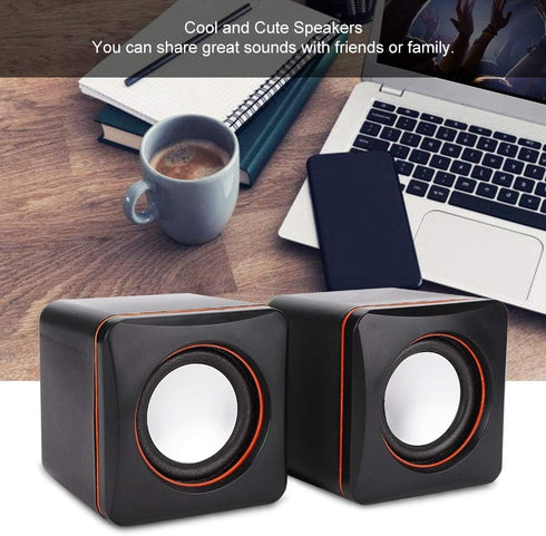 fo sa Mini USB Wired Speaker, 3.5mm Jack Stereo Speaker Portable Travel Loudspeaker Speaker Desktop Square Small Speaker for PC MP3 MP4 Laptop...