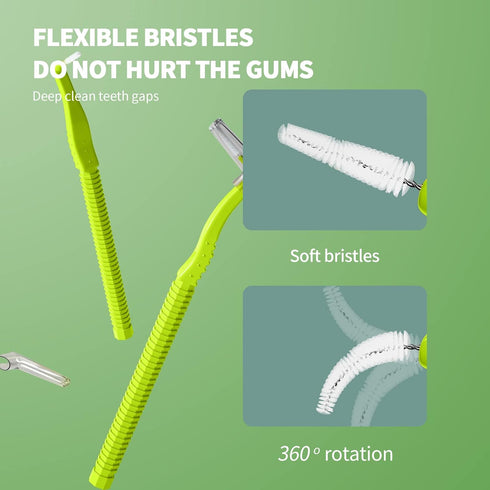 32 Count Interdental Brush Cleaners Dental Brushes Toothpick Tooth Flossing Head Oral Dental Hygiene Brush Interdental Angle Brushes with Portable...