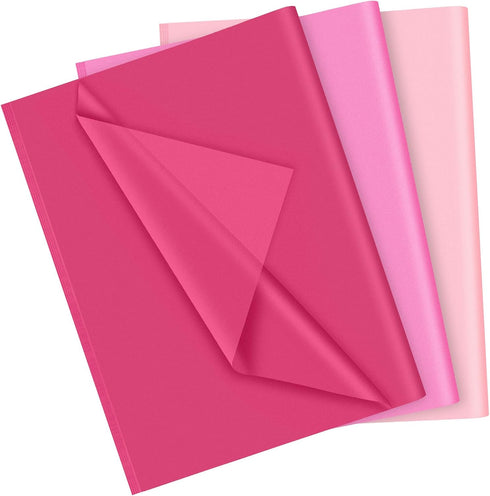 PLULON 90 Sheets Pink Tissue Paper Bulk, Coloured Gift Wrap Tissue Paper Sheets for Packaging Birthday Gift Wrapping Wedding Baby Shower Easter Va...
