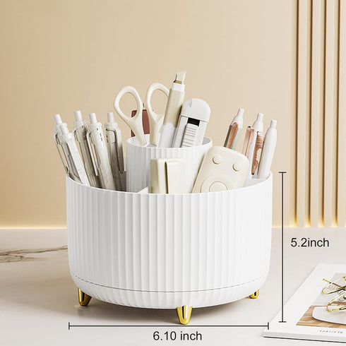 360 Rotating Makeup Brush Holder, Desktop Makeup Organizer, 5 Slot Make Up Brushes Cup Rotating Organizer for Perfume Skincare Cosmetics Desk Orga...