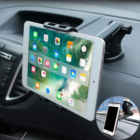 Car Tablet Mount Holder, Universal Dashboard Windshield Tablet Stand Cell Phone Holder Car Dash Mount Suction Cup Mount Compatible with iPad Pro/A...