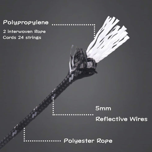 Hikeman 6 Pack 4mm Outdoor Guy Lines Tent Cords Lightweight Camping Rope with Aluminum Guylines Adjuster Tensioner Pouch for Tent Tarp, Canopy She...