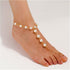 Boho Pearl Barefoot Sandals Ankle Gold Pearl Toe Ring Anklet Summer Beach Chain Bracelet Foot Ankle Chain Jewelry for Women...