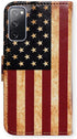 Case for Galaxy S20 FE 5G, Retro American Flag Leather Flip Case Wallet Cover with Card Slot Holder Kickstand for Samsung Galaxy S20 FE 5G / S20 F...