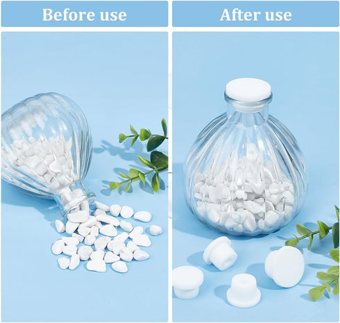 GORGECRAFT 20PCS 5 Sizes White Rubber Bottle Stopper Bottle Seal Plug Reusable Replacement Silicone Salt and Pepper Shaker Stopper Plug Cylinder P...