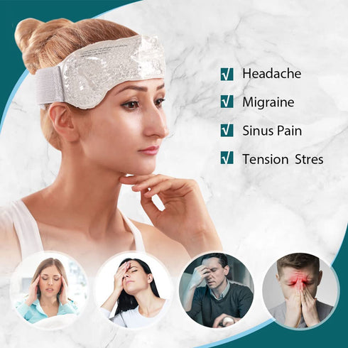 NEWGO Ice Pack for Head, 2 Pack Migraine Headband with Gel Bead & Soft Plush Backing, Hot or Cold Therapy Ice Wrap for Headaches, Sinus Pain Relie...