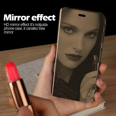 Galaxy S23 Leather Case Compatible with Samsung Galaxy S23 5G 6.1-inch Phone Case Clear View Makeup Mirror Flip Cover, S23 Case with Kickstand Sho...