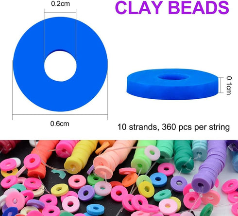 3600 PCS 10 Strands Clay Beads Polymer Clay Beads for Jewelry Making, Vinyl Heishi Beads 6mm for Surfer Bracelets Necklace Making (Pink)...