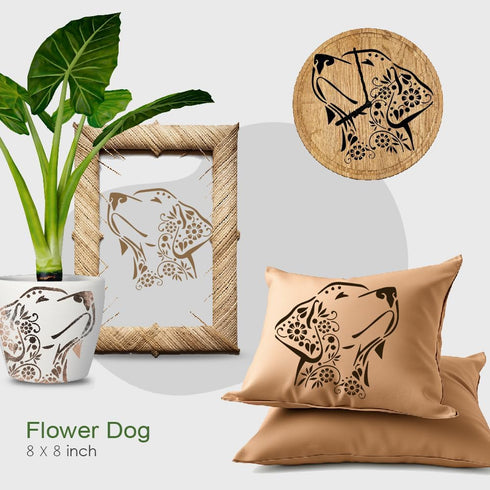 Flower Dog Logo Stencil – Reusable, Sturdy, Flexible Clear Plastic, Arts and Crafts, Scrapbooking, Airbrush Painting, Drawing DIY Arts and Crafts ...