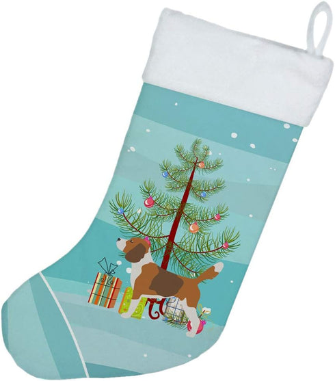 Caroline's Treasures BB2928CS Beagle Merry Christmas Tree Christmas Stocking Fireplace Hanging Stockings Christmas Season Party Decor Family Holid...