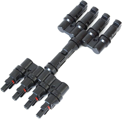 1 Pair Solar Energy Panel MC-4 T Branch Connectors Cable Coupler Combiner - 1 Male to 4 Female(M/4F) and 1 Female to 4 Male(F/4M)...