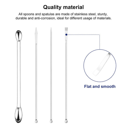 4 Pcs Lab Micro Spoon and Spatula Set, Stainless Steel Double-Ended Lab Spatulas Sampling Spoons Micro Scoopulas Weighting Set...
