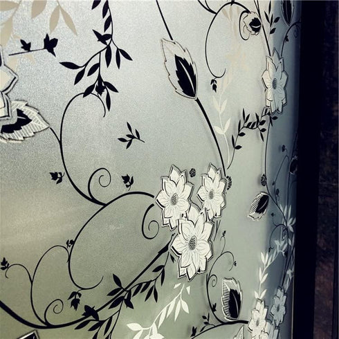 Window Privacy Film for Glass, Floral Removable Static Film, 17.5x78.7 Inch...
