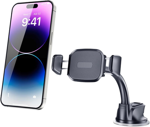 OQTIQ One-hand Operation Mini Suction Cup Car Phone Mount for Dashboard and Windshield - Dual Spring-Loaded Grips Expand to 3.8 Inches - Low Profi...
