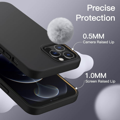 JETech Silicone Case for iPhone 12 Pro Max 6.7-Inch, Silky-Soft Touch Full-Body Protective Phone Case, Shockproof Cover with Microfiber Lining (Bl...