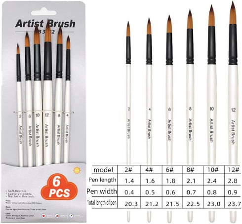 Brush Set, 4 Packs of 24 Nylon Brushes, Suitable for Professional Sets of Multi-Purpose Oil Painting Watercolor Artists, Miniature Details and Roc...
