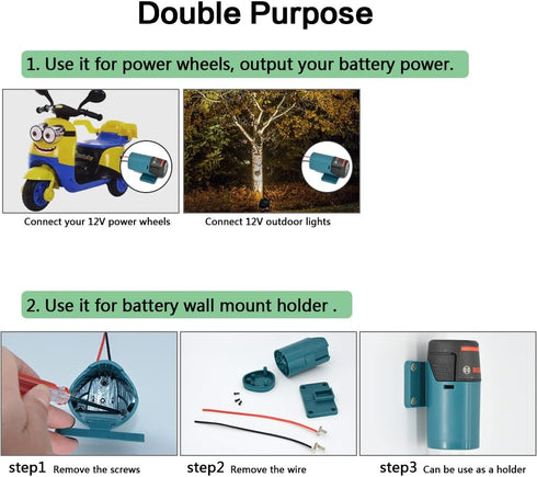 Power Wheels Adapter for Bosch 10.8V 12V Battery Holder Wall Mount, Power Connector,Power Tool DIY Battery Connector (Battery not Included) 1pcs...