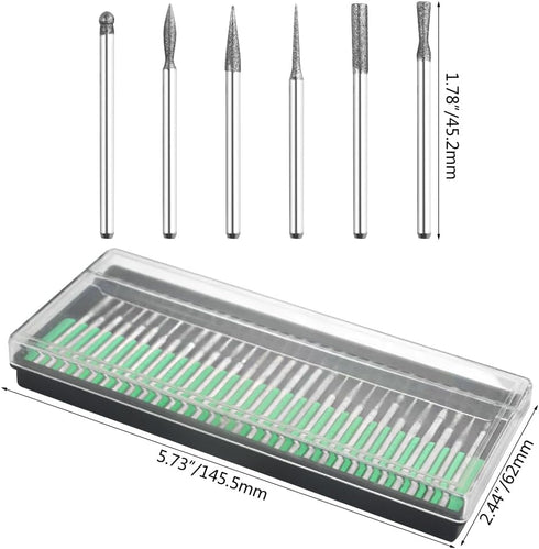 90PCS Assorted Diamond Burr Bits 1/8" Shank Diamond Bits for Rotary Tool Woodworking Metal Stone Engraving Carving Polishing...