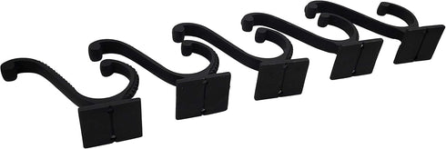 Claimed Corner Iron Scroll Coat Hooks - Wall Mounted Rustic Farmhouse Cast Iron DIY Coat Towel Hat Scarf Bag Hook - 5 Pack (Black)...