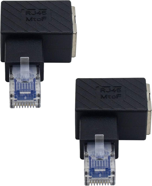 Duttek Ethernet Adapter 90 Degree, Left Angled RJ45 Male to Female Extender Adapter, Cat5e/Cat6 RJ45 Ethernet, for Modem, Router, PC, Network Prin...