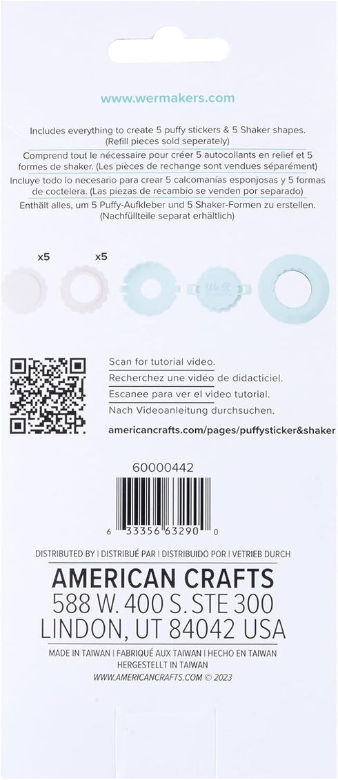 We R Memory Keepers Button Press Puffy Sticker and Shaker Shape Kit, Fastners Buttons Arts Crafts Sewing Notion Paper Supplies Scrapbooking Stampi...