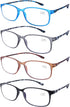 AQWANO 4-Pack Reading Glasses Mens Women 2.0 Computer Blue Light Blocking, Lightweight TR90 Flexible Frame Anti Glare Eye Strain Readers Eyeglasse...