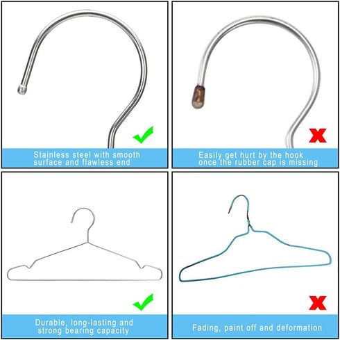 Seropy Coat Hangers Clothes 10 Pack Wire Hangers Heavy Duty Stainless Steel Hangers with Non Slip Grooves, 16.5 Inch Ultra Thin Metal Hangers Spac...