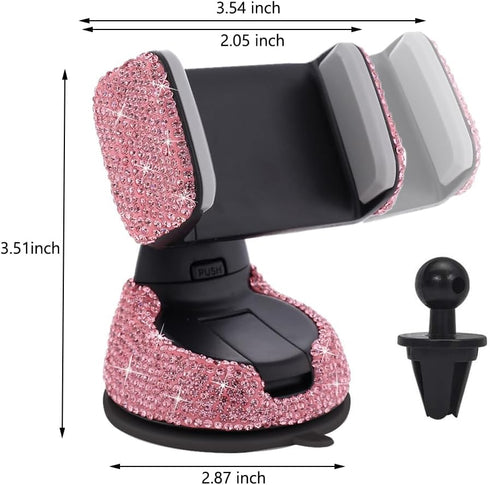 Cxtiy Universal Bling Car Phone Holder Adjustable Strong Sticky Dashboard Air Vent Base Car Air Vent Phone Mount Dashboard Cell Phone Holder Diamo...