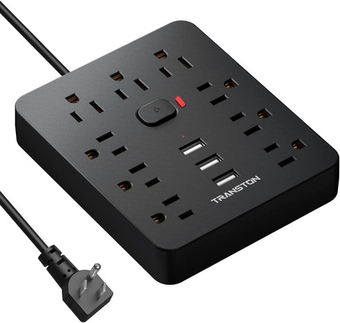 Power Strip Surge Protector with 9 Outlet 3 USB Ports, Fireproof Desktop Charging Station with Flat Plug Wall Mount 5 ft Long Extension Cords for ...