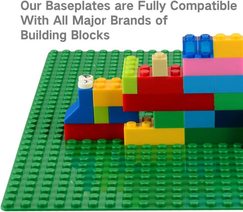 Peel-and-Stick Baseplates, Self Adhesive Building Brick Plates, Compatible with All Major Brands - 4 Pack (10" x 10") (Green)...